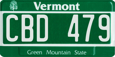 VT license plate CBD479