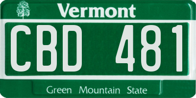 VT license plate CBD481
