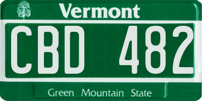 VT license plate CBD482