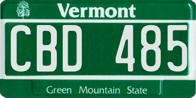 VT license plate CBD485