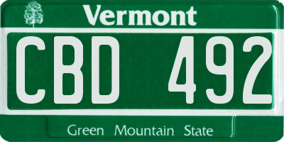 VT license plate CBD492