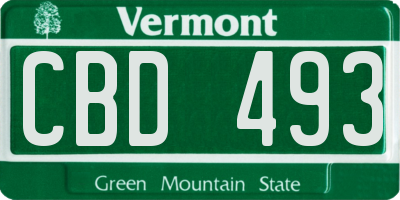 VT license plate CBD493