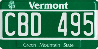 VT license plate CBD495