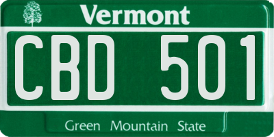 VT license plate CBD501