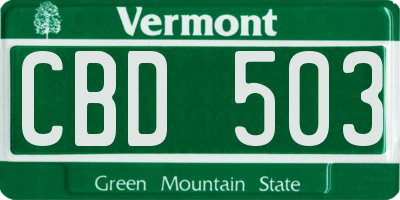 VT license plate CBD503