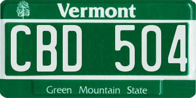 VT license plate CBD504
