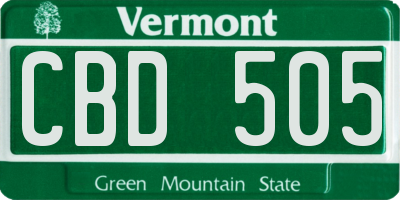 VT license plate CBD505