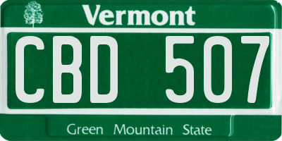 VT license plate CBD507