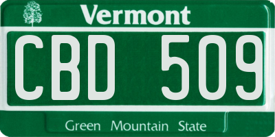 VT license plate CBD509