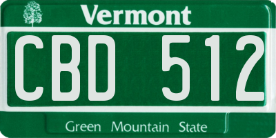VT license plate CBD512