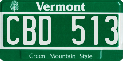 VT license plate CBD513