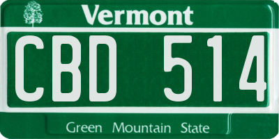 VT license plate CBD514