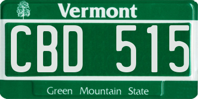 VT license plate CBD515