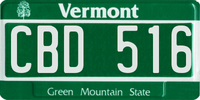 VT license plate CBD516