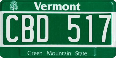 VT license plate CBD517