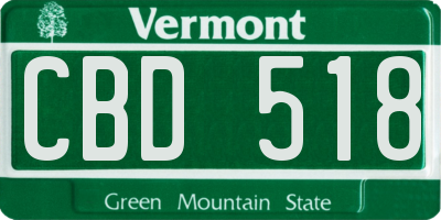 VT license plate CBD518