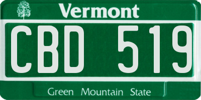 VT license plate CBD519
