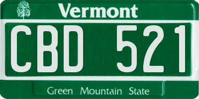 VT license plate CBD521