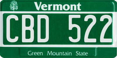 VT license plate CBD522