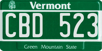 VT license plate CBD523