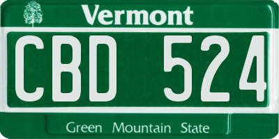 VT license plate CBD524