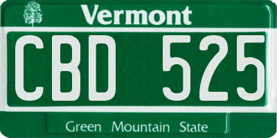 VT license plate CBD525