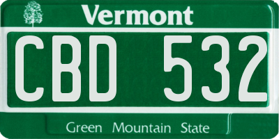 VT license plate CBD532