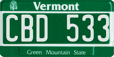 VT license plate CBD533