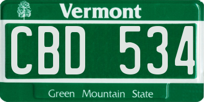 VT license plate CBD534