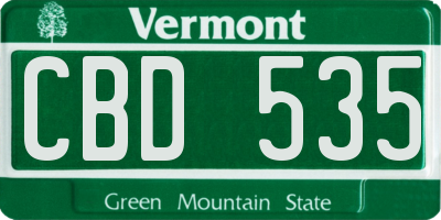 VT license plate CBD535