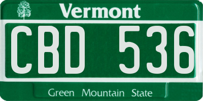 VT license plate CBD536