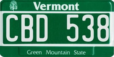 VT license plate CBD538