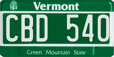 VT license plate CBD540