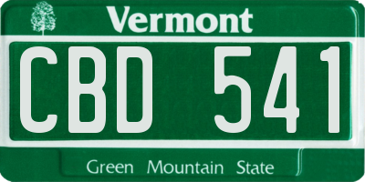 VT license plate CBD541