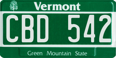 VT license plate CBD542