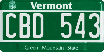VT license plate CBD543