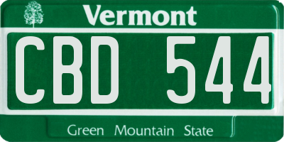VT license plate CBD544