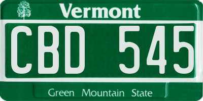 VT license plate CBD545