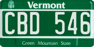 VT license plate CBD546