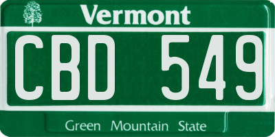 VT license plate CBD549