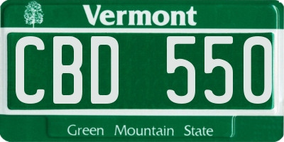 VT license plate CBD550