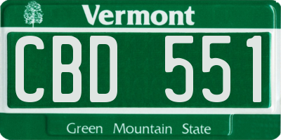 VT license plate CBD551