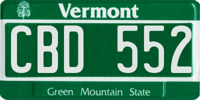 VT license plate CBD552