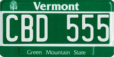 VT license plate CBD555