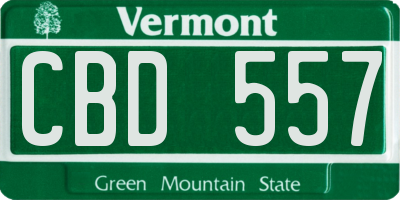 VT license plate CBD557