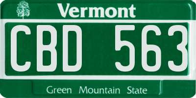 VT license plate CBD563