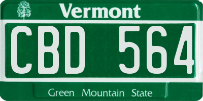 VT license plate CBD564