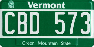 VT license plate CBD573
