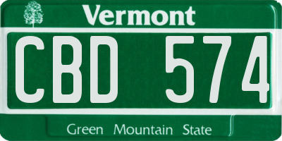 VT license plate CBD574