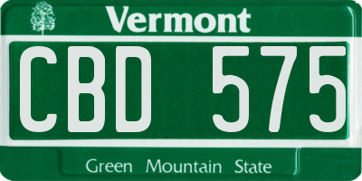VT license plate CBD575